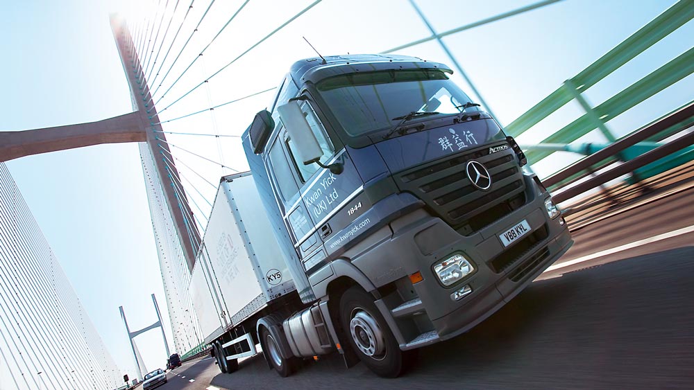 Truck on bridge